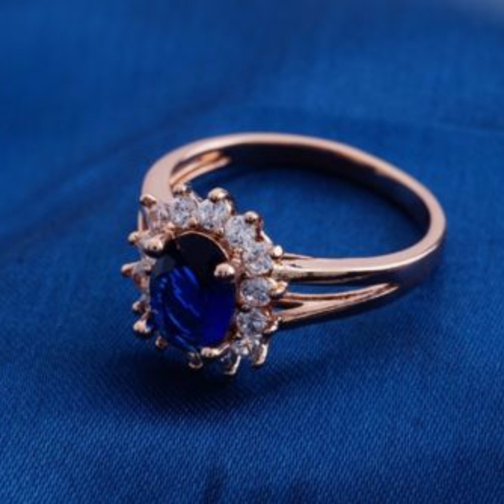 18 Carat Rose Gold Plated Blue Ring - Picture 3 of 8